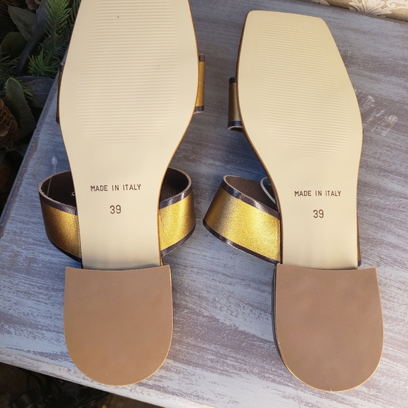 Libera Mente Gold/Brown Leather Sandals from Italy Size 8½ NWT (Sb2) - Picture 7 of 9